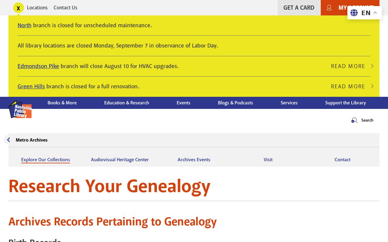 Nashville city directory genealogy collections at Metro Archives