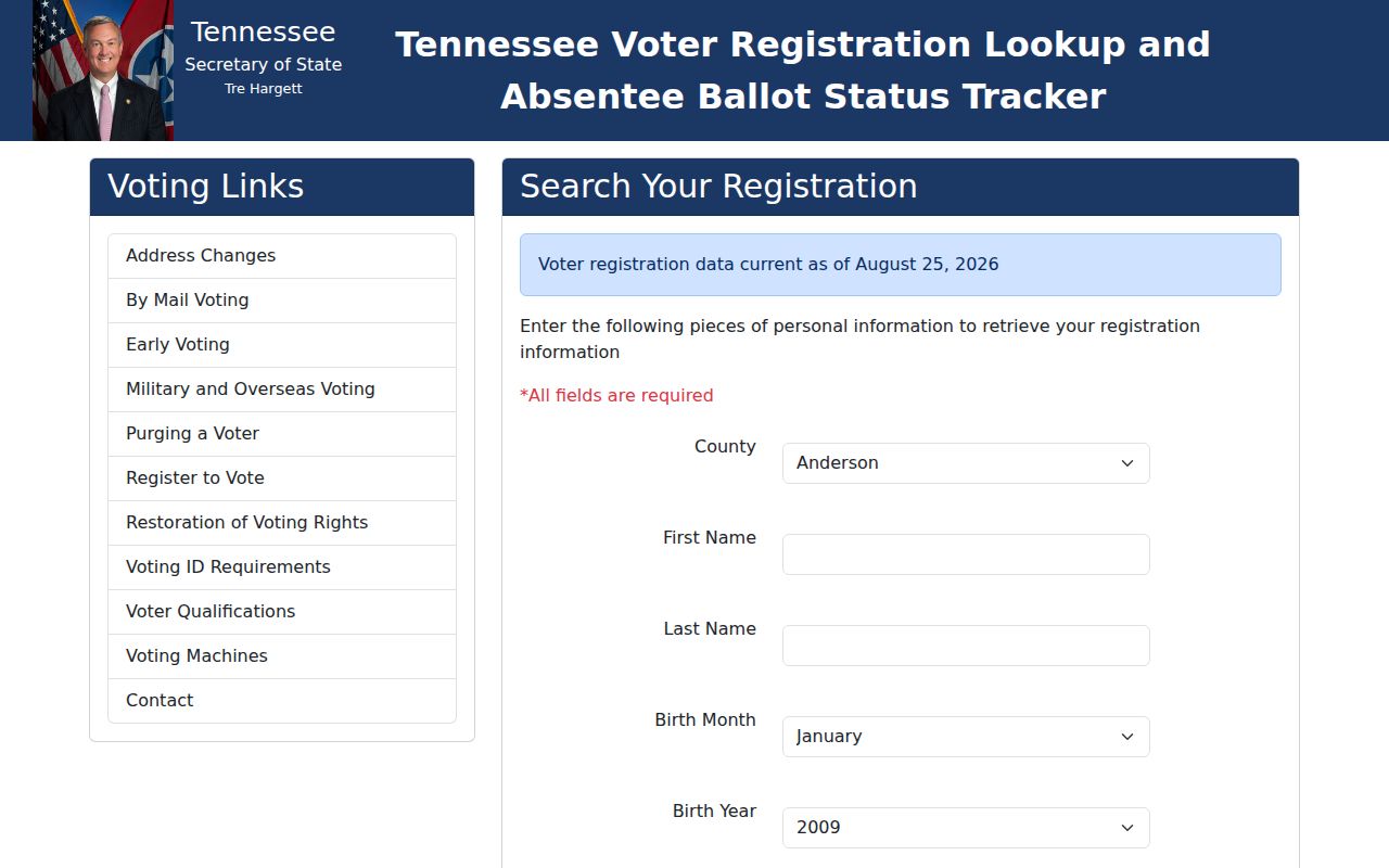 Nashville residents directory Tennessee voter lookup form