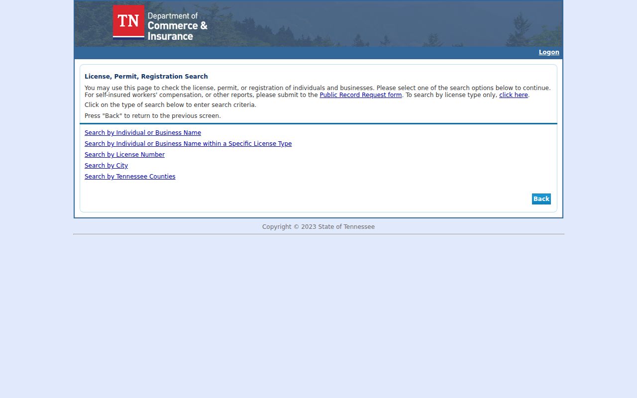 Nashville residents directory Tennessee license search selector